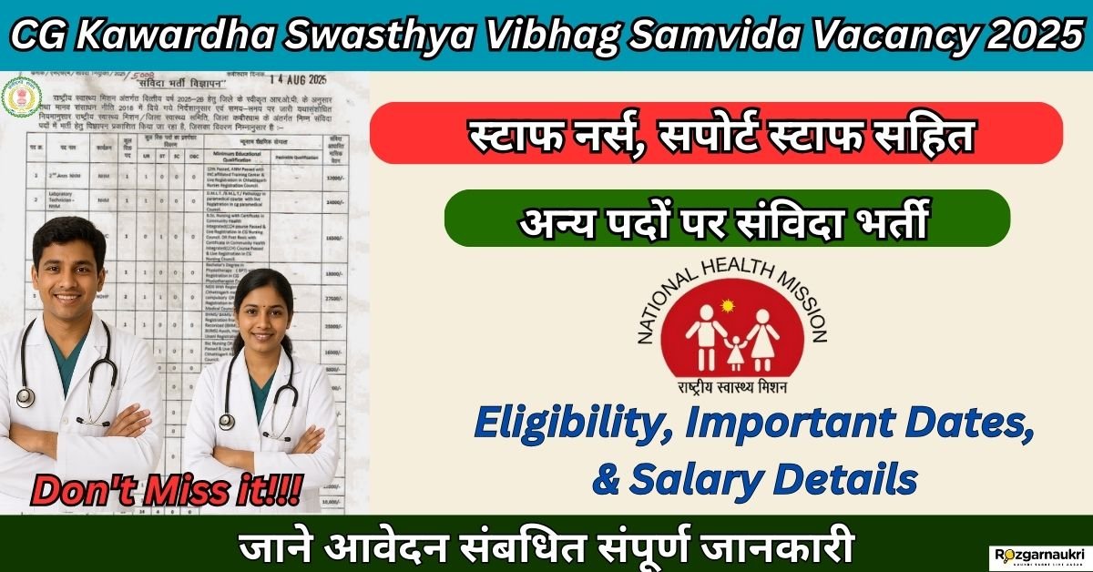 CG Kawardha Swasthya Vibhag Samvida Vacancy 2025