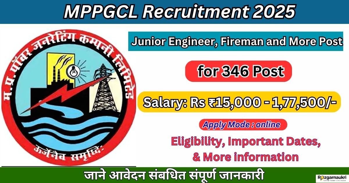 MPPGCL Recruitment 2025 Junior Engineer & More Post