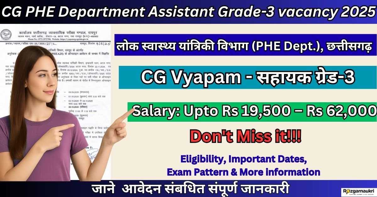 CG PHE Department Assistant Grade-3 vacancy 2025