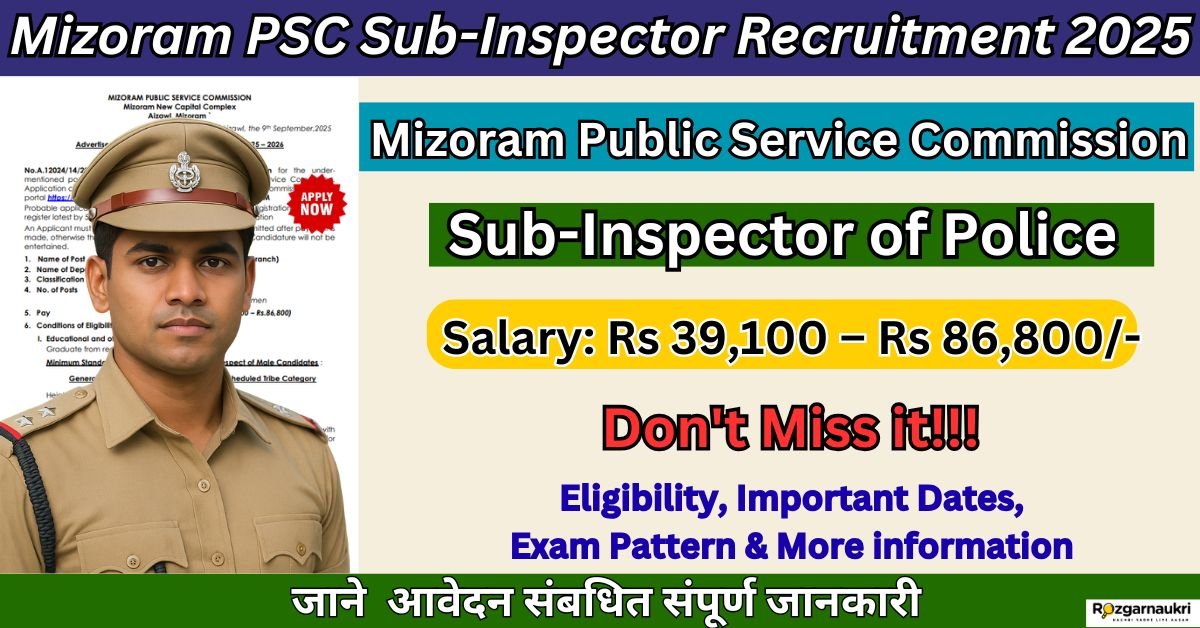 Mizoram PSC Sub-Inspector Recruitment 2025
