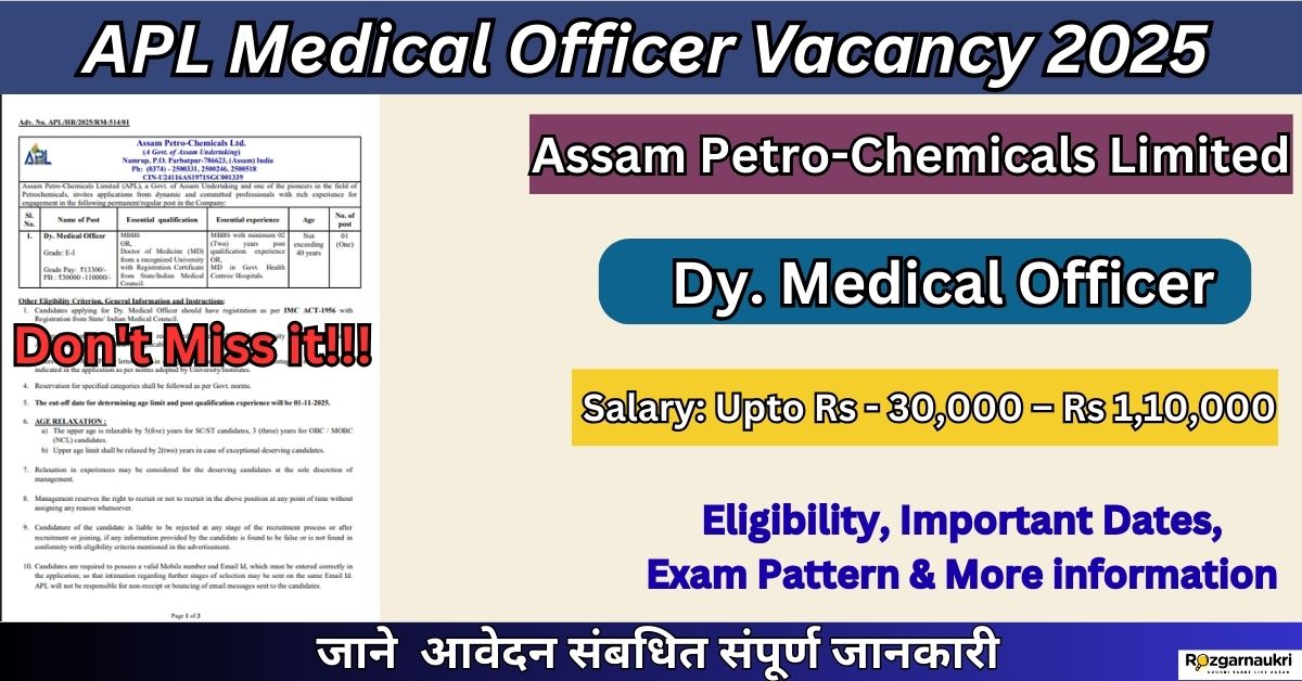 APL Medical Officer Vacancy 2025