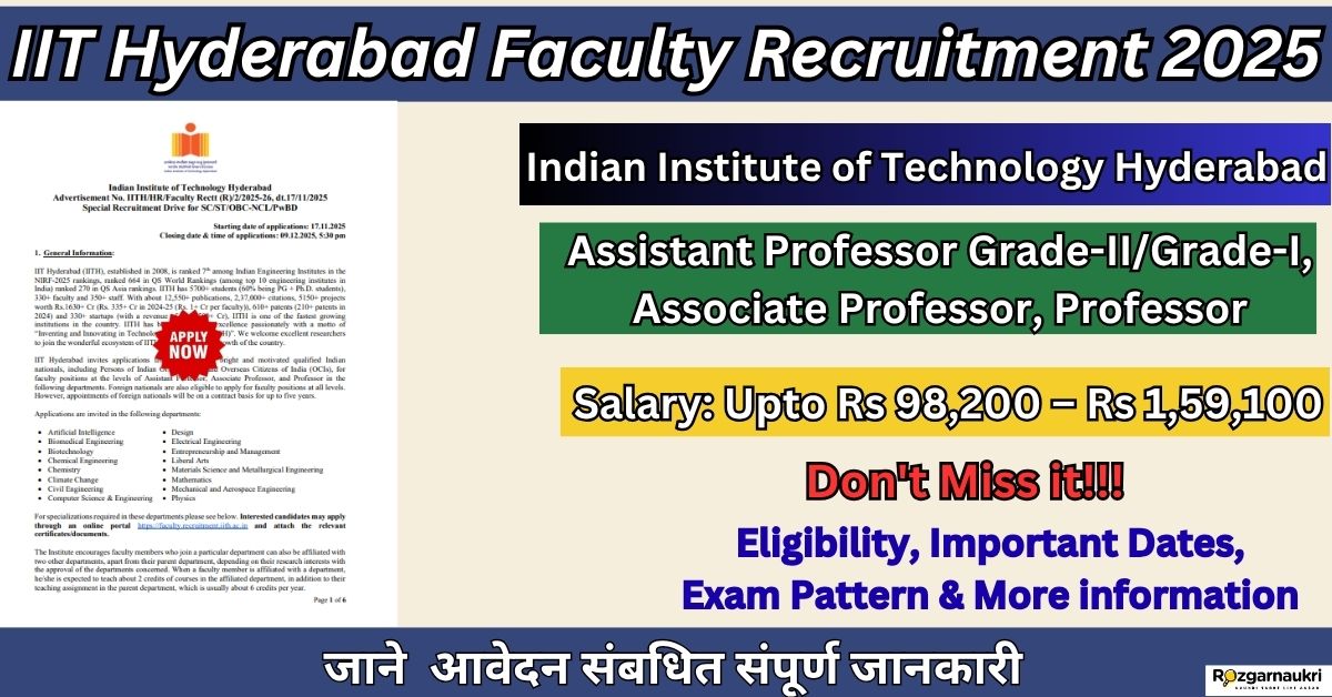 IIT Hyderabad Faculty Recruitment 2025
