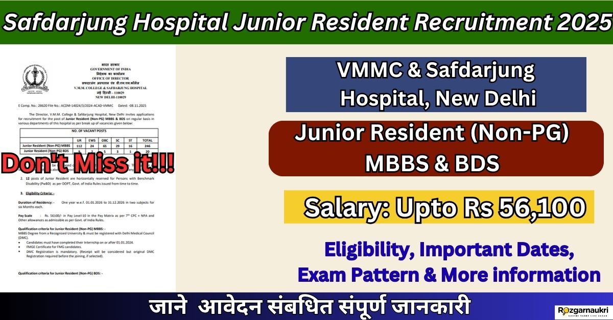 Safdarjung Hospital Junior Resident Recruitment