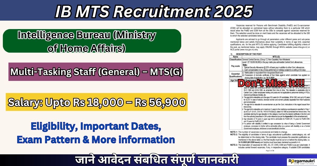 IB MTS Recruitment 2025