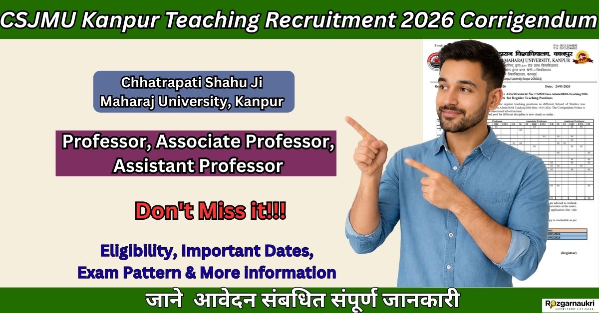 CSJMU Kanpur Teaching Recruitment 2026
