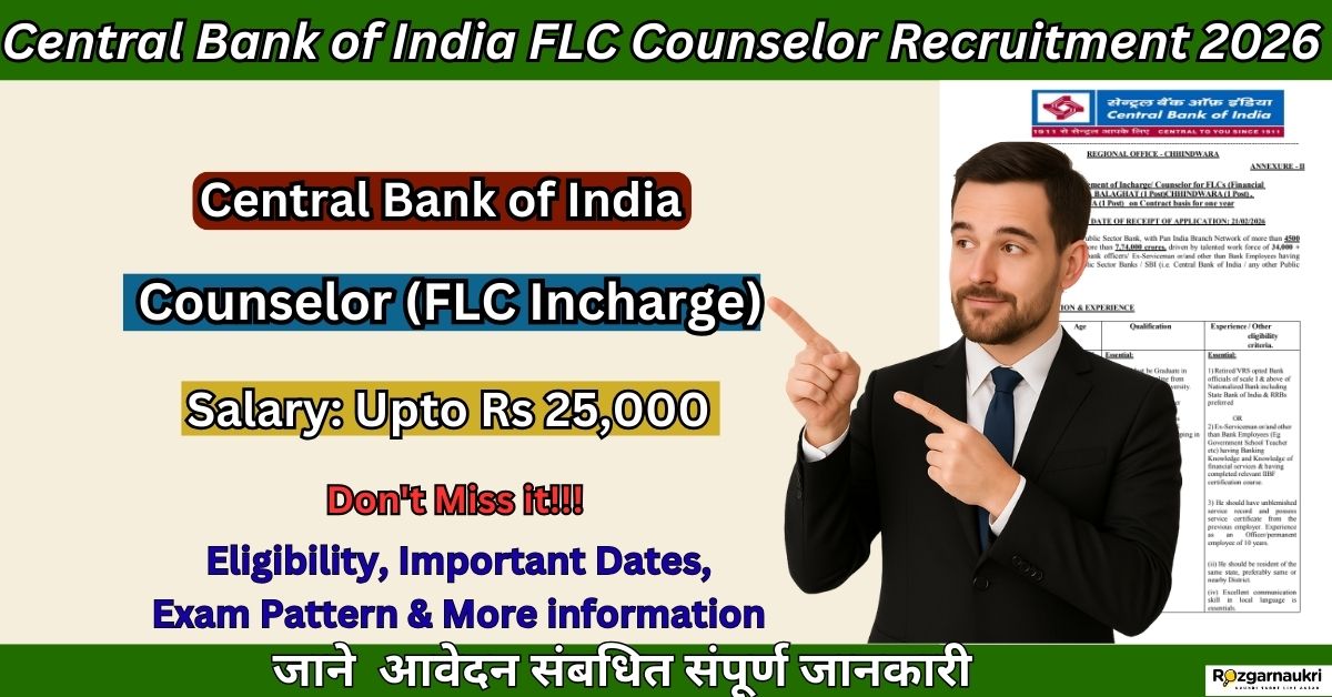 Central Bank of India FLC Counselor Recruitment 2026