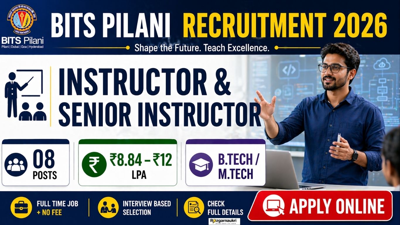 BITS Pilani Senior Instructor & More Vacancy 2026
