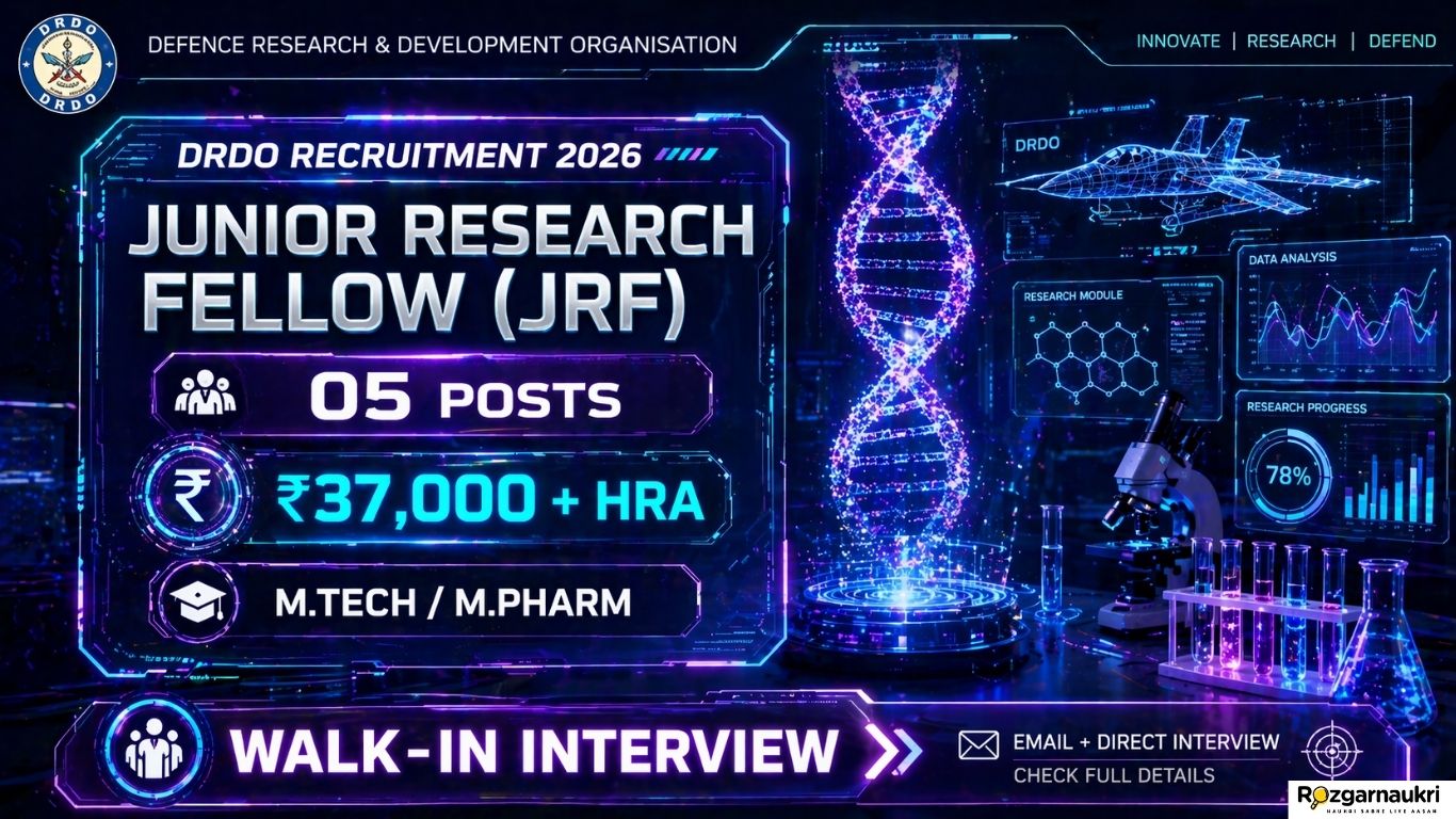 DRDO DRL Junior Research Fellow Recruitment 2026