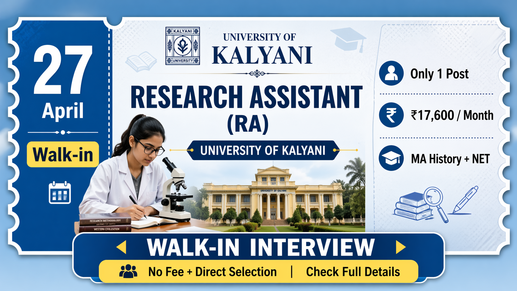 University of Kalyani Research Assistant Vacancy 2026